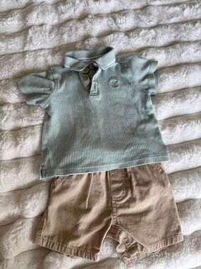 Calvin Klein Mint Green Ribbed Polo outfit for baby